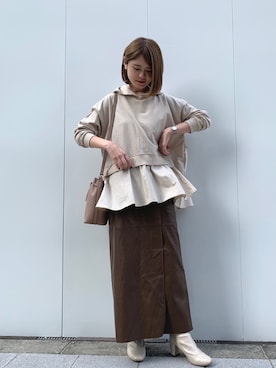 「CAPRICIEUX LE'MAGE（カプリシューレマージュ）のストレッチショートブーツ（ブーツ）」を使った、mari_lemageさん（レディース・160cm）の秋コーディネート