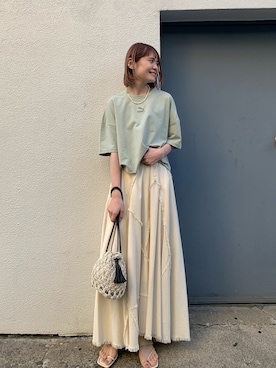 「メッシュバッグ」｜「アイテム（その他）」を使った、mari_lemageさん（レディース・160cm）の春コーディネート