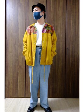 「neonsign」｜「アイテム（その他アウター）」を使った、ぽぬさん（メンズ・163cm）の春コーディネート