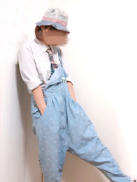 「mercibeaucoup,（メルシーボークー）のアイテム（サロペット/オーバーオール）」を使った、Ruuさん（レディース・162cm）の夏コーディネート