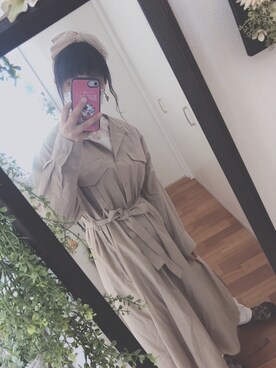 「ニコアンド」｜「アイテム（シャツワンピース）」を使った、Ruuさん（レディース・162cm）の春コーディネート