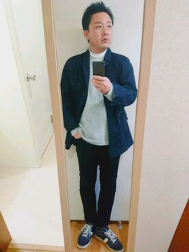 「Doシンプル部」｜「アイテム（デニムジャケット）」を使った、xさん（メンズ・171cm）の冬コーディネート
