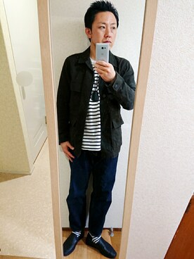 「ボーダーソックス」｜「アイテム（腕時計）」を使った、xさん（メンズ・171cm）の冬コーディネート