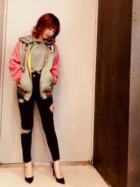 「DIESEL（ディーゼル）のアイテム（ミリタリージャケット）」を使った、saori asakamiさん（メンズ・160cm）の夏コーディネート