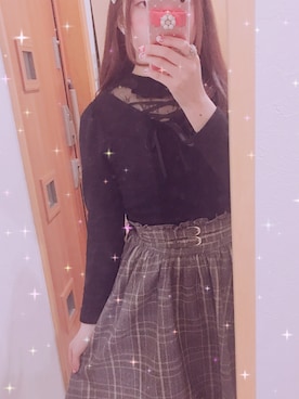 「ROJITA（ロジータ）のアイテム（トップス、ブラック系）」を使った、R♡♡さん（レディース・152cm）の春コーディネート
