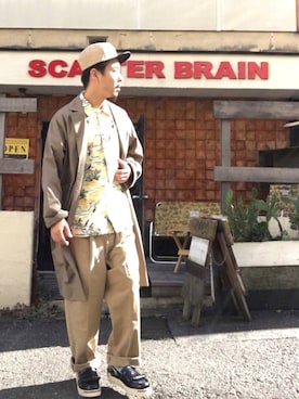 「ネイタルデザイン」｜「アイテム（ステンカラーコート）」を使った、CrossYouさん（メンズ・168cm）の秋コーディネート