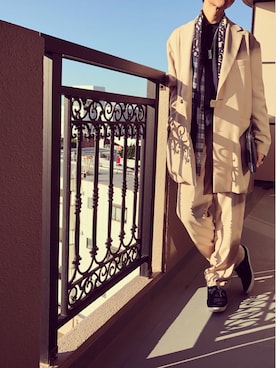 「UNITED ARROWS（ユナイテッドアローズ）のアイテム（クラッチバッグ）」を使った、KIMさん（メンズ・176cm）の秋コーディネート