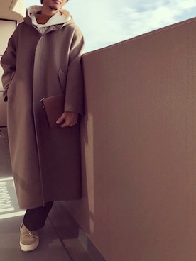 「MB（エムビー）のアイテム（モッズコート）」を使った、KIMさん（メンズ・176cm）の冬コーディネート