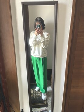 「KBF（ケイビーエフ）のアイテム（トップス、ホワイト系）」を使った、にゃにゃさん（レディース・163cm）の春コーディネート