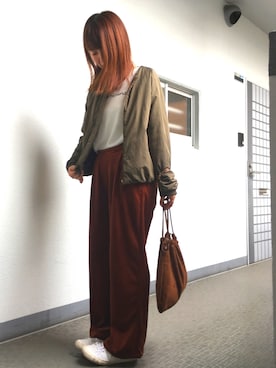 「スプリングSENSEOFPLACE」｜「アイテム（ブルゾン）」を使った、acoさん（レディース・156cm）の春コーディネート