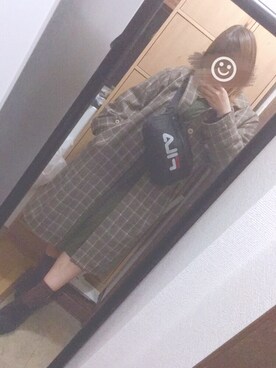 「くつした」｜「アイテム（チェスターコート）」を使った、ぴよさん（レディース・155cm）の冬コーディネート
