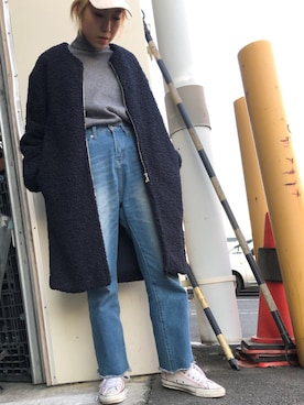 「RIM.ARK（リムアーク）のアイテム（その他アウター）」を使った、RINAさん（レディース・166cm）の冬コーディネート