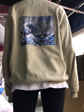 「KENZO（ケンゾー）のアイテム（スウェット、ベージュ系）」を使った、RINAさん（レディース・166cm）の冬コーディネート