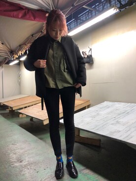 「RIM.ARK（リムアーク）のアイテム（その他アウター）」を使った、RINAさん（レディース・166cm）の春コーディネート
