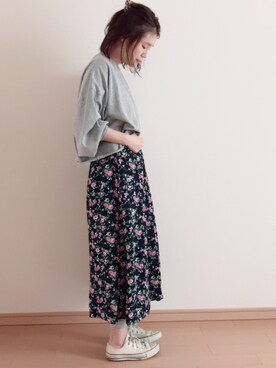 「niko and...（ニコアンド）のメンテンBIGBIG Ｔシャツ【niko and ...】（Tシャツ/カットソー）」を使った、ikumi＊さん（レディース・159cm）の春コーディネート