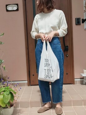 「TODAY'S SPECIAL（トゥデイズスペシャル）のMARCHE BAG/マルシェバッグ（エコバッグ/サブバッグ）」を使った、ikumi＊さん（レディース・159cm）の秋コーディネート