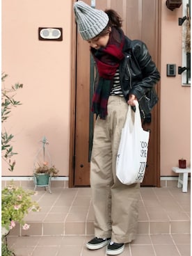 「FREE'S MART（フリーズマート）のアイテム（ニットキャップ/ビーニー）」を使った、ikumi＊さん（レディース・159cm）の秋コーディネート