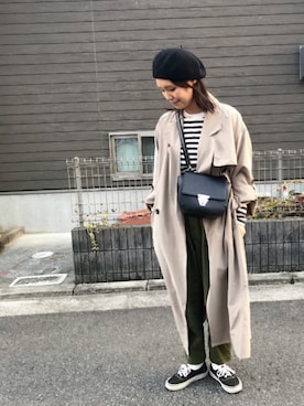 「CIAOPANIC（チャオパニック）のアイテム（ハンチング/ベレー帽）」を使った、ikumi＊さん（レディース・159cm）の春コーディネート