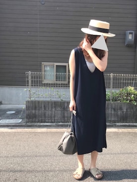 「Hanes」｜「アイテム（ワンピース/ドレス）」を使った、ikumi＊さん（レディース・159cm）の夏コーディネート