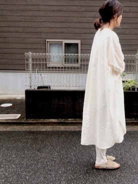 「オールホワイト」｜「アイテム（シャツワンピース）」を使った、ikumi＊さん（レディース・159cm）の秋コーディネート