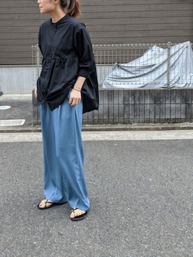 「CIAOPANIC（チャオパニック）の【WEB限定】センタープレスタックパンツ（その他パンツ）」を使った、ikumi＊さん（レディース・159cm）の夏コーディネート