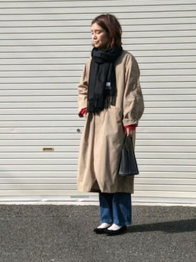 「ZARA（ザラ）のアイテム（ステンカラーコート）」を使った、ikumi＊さん（レディース・159cm）の冬コーディネート