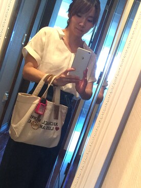 「MICHAEL KORS（マイケルコース）のアイテム（バッグ、ベージュ系）」を使った、やあさん（レディース）の夏コーディネート