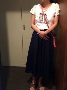 「OZOC（オゾック）のアイテム（トップス、ホワイト系）」を使った、やあさん（レディース）の夏コーディネート