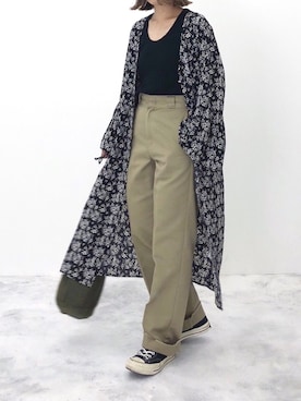「CLANE（クラネ）のアイテム（チノパンツ）」を使った、RICOさん（レディース・155cm）の夏コーディネート