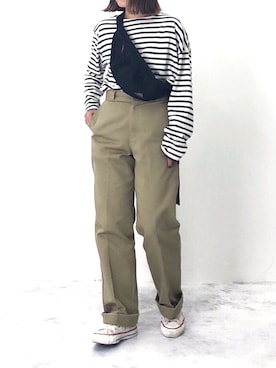 「CLANE（クラネ）のアイテム（チノパンツ）」を使った、RICOさん（レディース・155cm）の秋コーディネート
