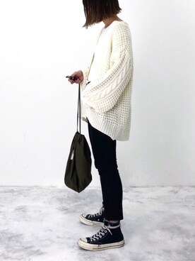 「eclat（エクラ）のアイテム（リング）」を使った、RICOさん（レディース・155cm）の秋コーディネート