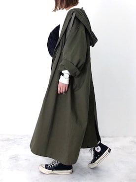 「KBF（ケイビーエフ）のBIGフーディコート（その他アウター）」を使った、RICOさん（レディース・155cm）の秋コーディネート