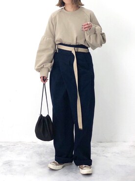 「Sheson（シーズン）のアイテム（スウェット）」を使った、RICOさん（レディース・155cm）の秋コーディネート