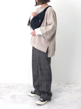 「Sheson（シーズン）のアイテム（スウェット）」を使った、RICOさん（レディース・155cm）の冬コーディネート