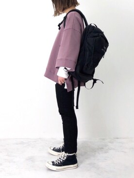 「Sheson（シーズン）のアイテム（スウェット）」を使った、RICOさん（レディース・155cm）の冬コーディネート