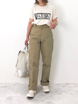 「CLANE（クラネ）のアイテム（チノパンツ）」を使った、RICOさん（レディース・155cm）の夏コーディネート