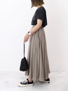 「Sheson（シーズン）のアイテム（スカート）」を使った、RICOさん（レディース・155cm）の夏コーディネート