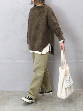 「CLANE（クラネ）のアイテム（チノパンツ）」を使った、RICOさん（レディース・155cm）の秋コーディネート