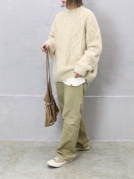 「CLANE（クラネ）のアイテム（チノパンツ）」を使った、RICOさん（レディース・155cm）の秋コーディネート