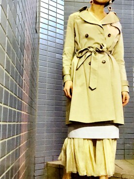 「NOISE MAKER（ノイズメーカー）のアイテム（トレンチコート）」を使った、MAI.Oさん（レディース・160cm）の春コーディネート