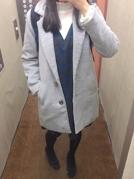 「archives（アルシーヴ）のアイテム（チェスターコート）」を使った、△さん（レディース・164cm）の冬コーディネート