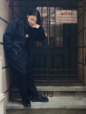 「COMME des GARCONS（コムデギャルソン）のアイテム（ブルゾン）」を使った、kawaharaさん（メンズ・161cm）の春コーディネート