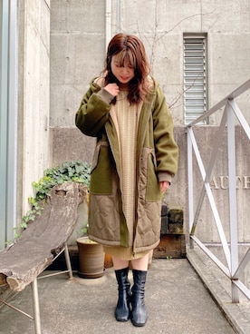 「CUBE SUGAR（キューブシュガー）のアイテム（その他アウター）」を使った、ioriさん（レディース・146cm）の冬コーディネート