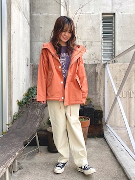 「ワークパンツ」｜「アイテム（マウンテンパーカー）」を使った、ioriさん（レディース・146cm）の冬コーディネート