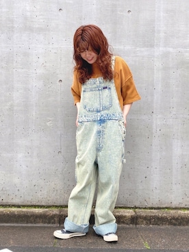 「CUBE SUGAR（キューブシュガー）のアイテム（サロペット/オーバーオール）」を使った、ioriさん（レディース・146cm）の春コーディネート