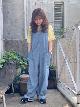 「CUBE SUGAR（キューブシュガー）のアイテム（サロペット/オーバーオール）」を使った、ioriさん（レディース・146cm）の春コーディネート