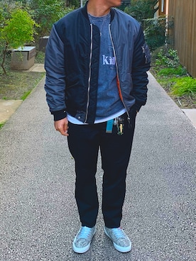 「BEAMS（ビームス）のアイテム（MA-1）」を使った、kazuma…さん（メンズ・165cm）の冬コーディネート