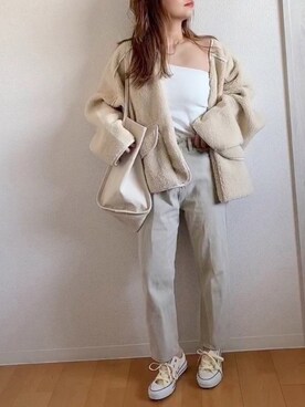 「CONVERSE（コンバース）のconverse（コンバース） ALL STAR OX（オールスターOX）（スニーカー）」を使った、c h i k i 𓅰さん（レディース・150cm）の冬コーディネート