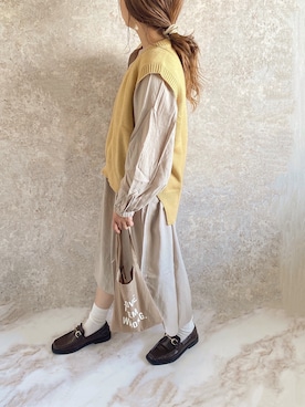 「DHOLIC STYLE（ディーホリックスタイル）のアイテム（ベスト）」を使った、c h i k i 𓅰さん（レディース・150cm）の秋コーディネート