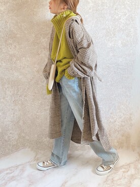 「ピスタチオ」｜「アイテム（その他アウター）」を使った、c h i k i 𓅰さん（レディース・150cm）の秋コーディネート
